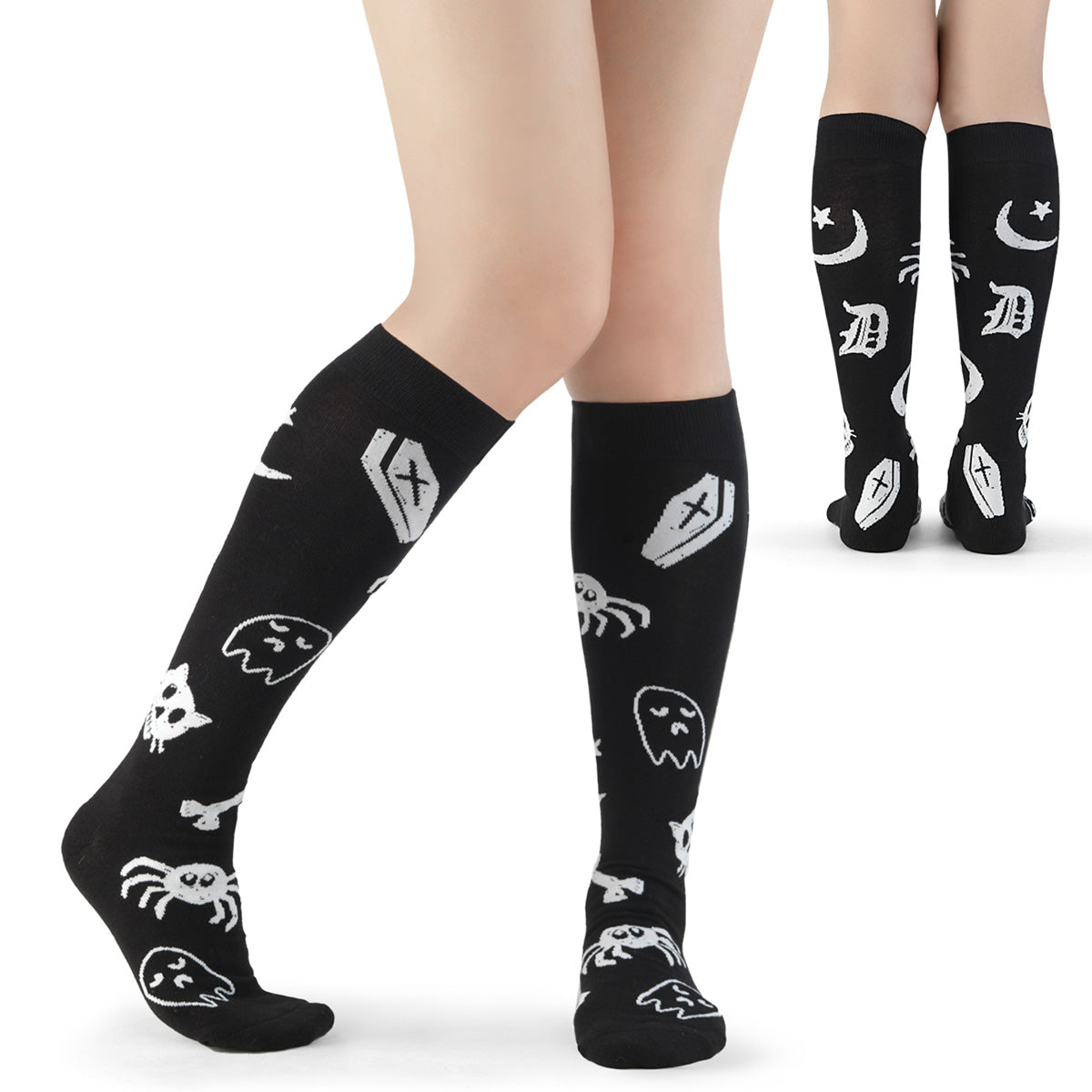 DH-201 Demonia Handdrawn Icons Print Knee High