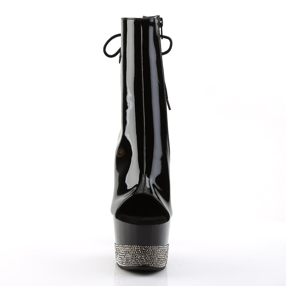 ADORE-1018-3 Black-Pewter Rhinestone Ankle Boot Pleaser