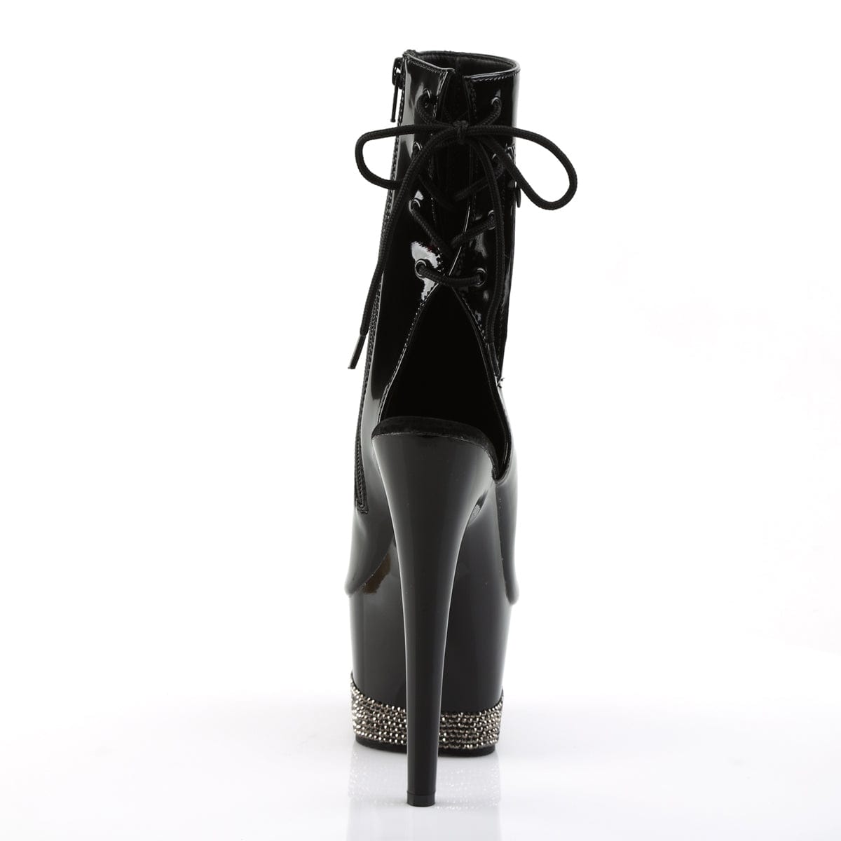 ADORE-1018-3 Black-Pewter Rhinestone Ankle Boot Pleaser