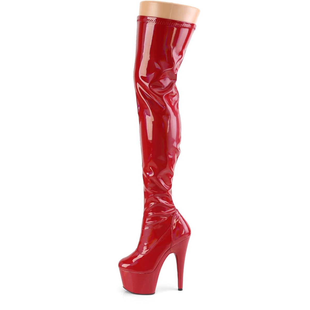 ADORE-3000HWR Red Stretch Hologram/Red Hologram Thigh Boot Pleaser US Size (Women's): 5