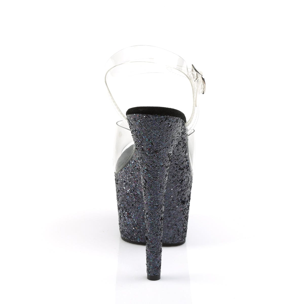ADORE-708LG Clear/Black Multi Glitter Platform Sandal Pleaser US Size (Women's): 5