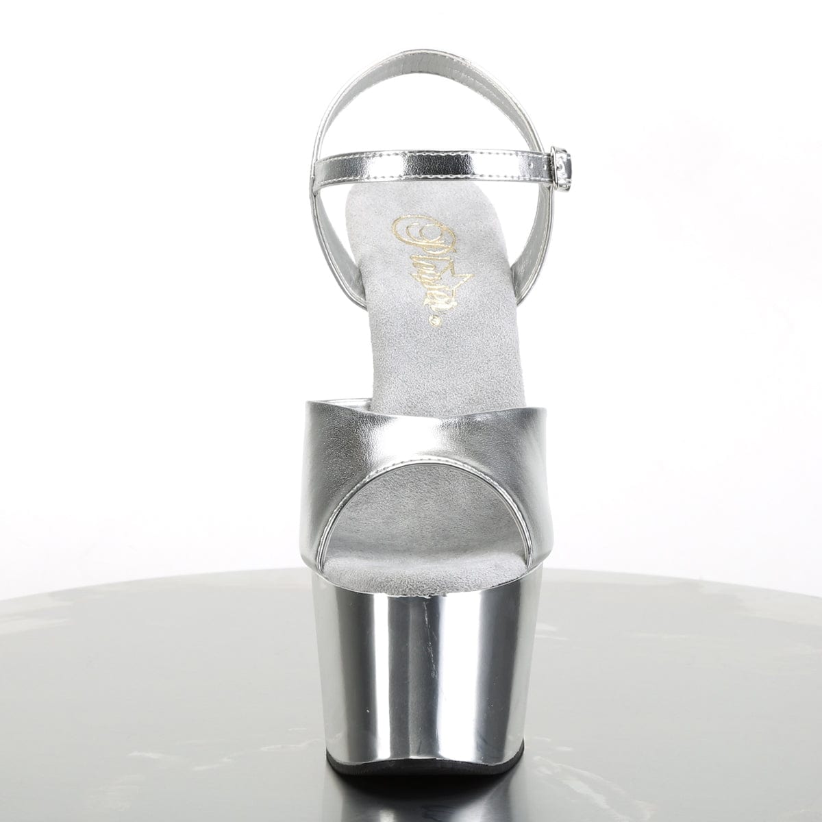 ADORE-709 Silver Metallic Pu/Silver Chrome Platform Sandal Pleaser US Size (Women's): 5