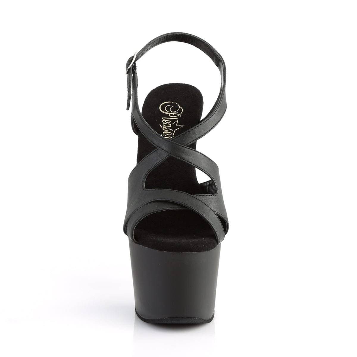 ADORE-730 Black Faux Leather/Black Matte Platform Sandal Pleaser US Size (Women's): 5