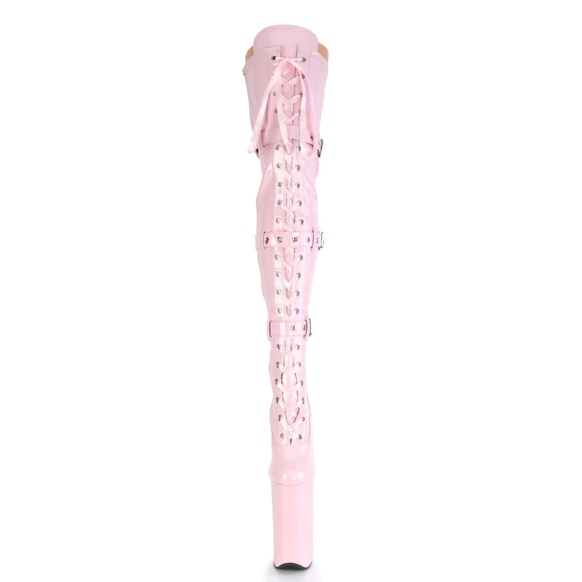BEYOND-3028 Baby Pink Stretch Patent/Baby Pink Boot Pleaser US Size (Women's): 5