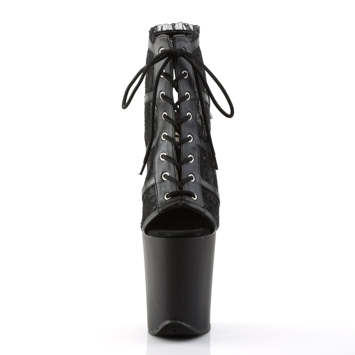 FLAMINGO-896LC Black Mesh-Lace/Black Matte Ankle Boot Pleaser US Size (Women's): 5