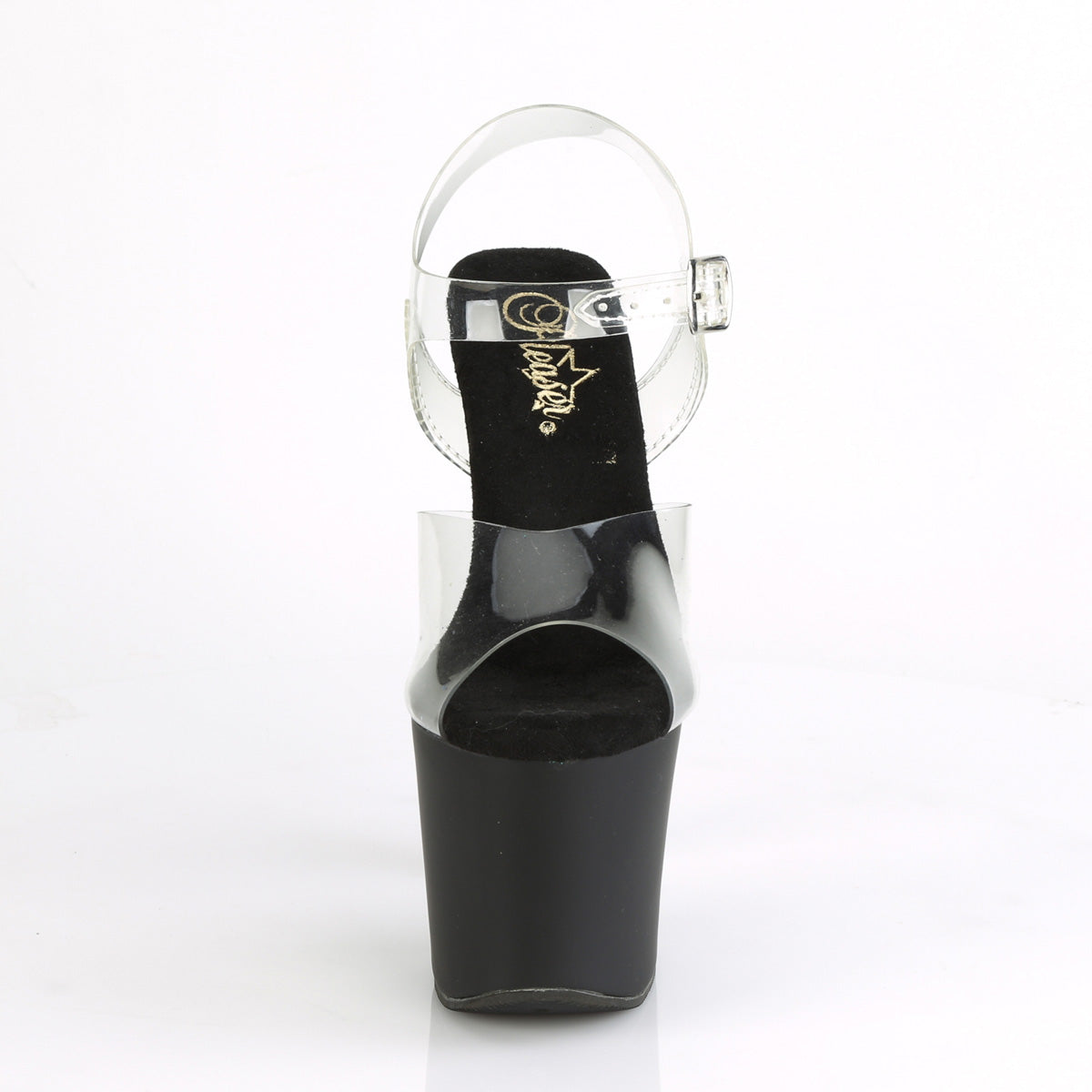 IRONGRIP-708 Clear-Silver Brushed Platform Sandal Pleaser