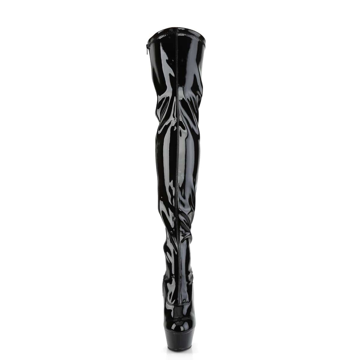 KISS-3000 Black Stretch Patent/Black Thigh Boot Pleaser US Size (Women's): 6
