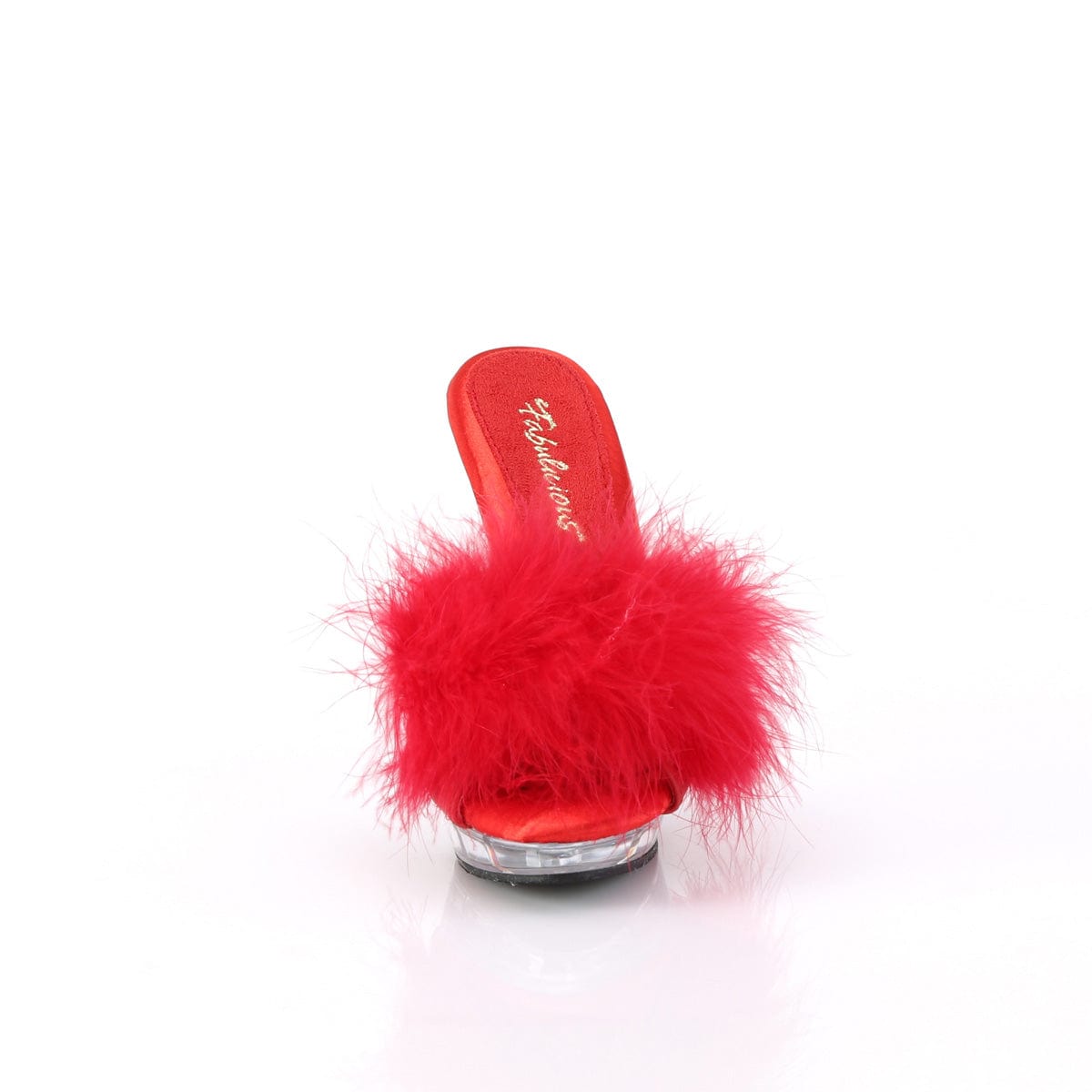 LIP-101-8 Red Satin-Fur/Clear Fabulicious