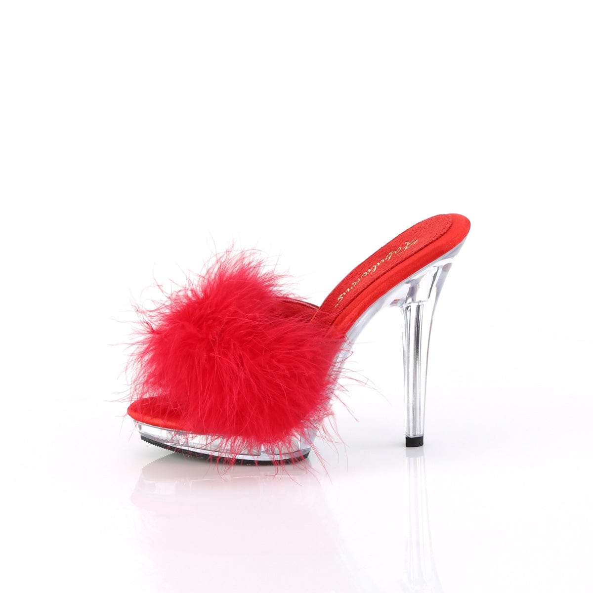 LIP-101-8 Red Satin-Fur/Clear Fabulicious
