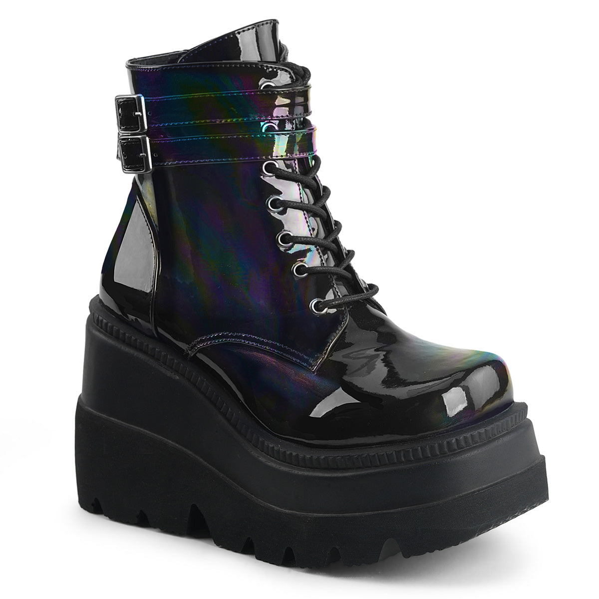 SHAKER-52 Black Hologram Ankle Boot Demonia