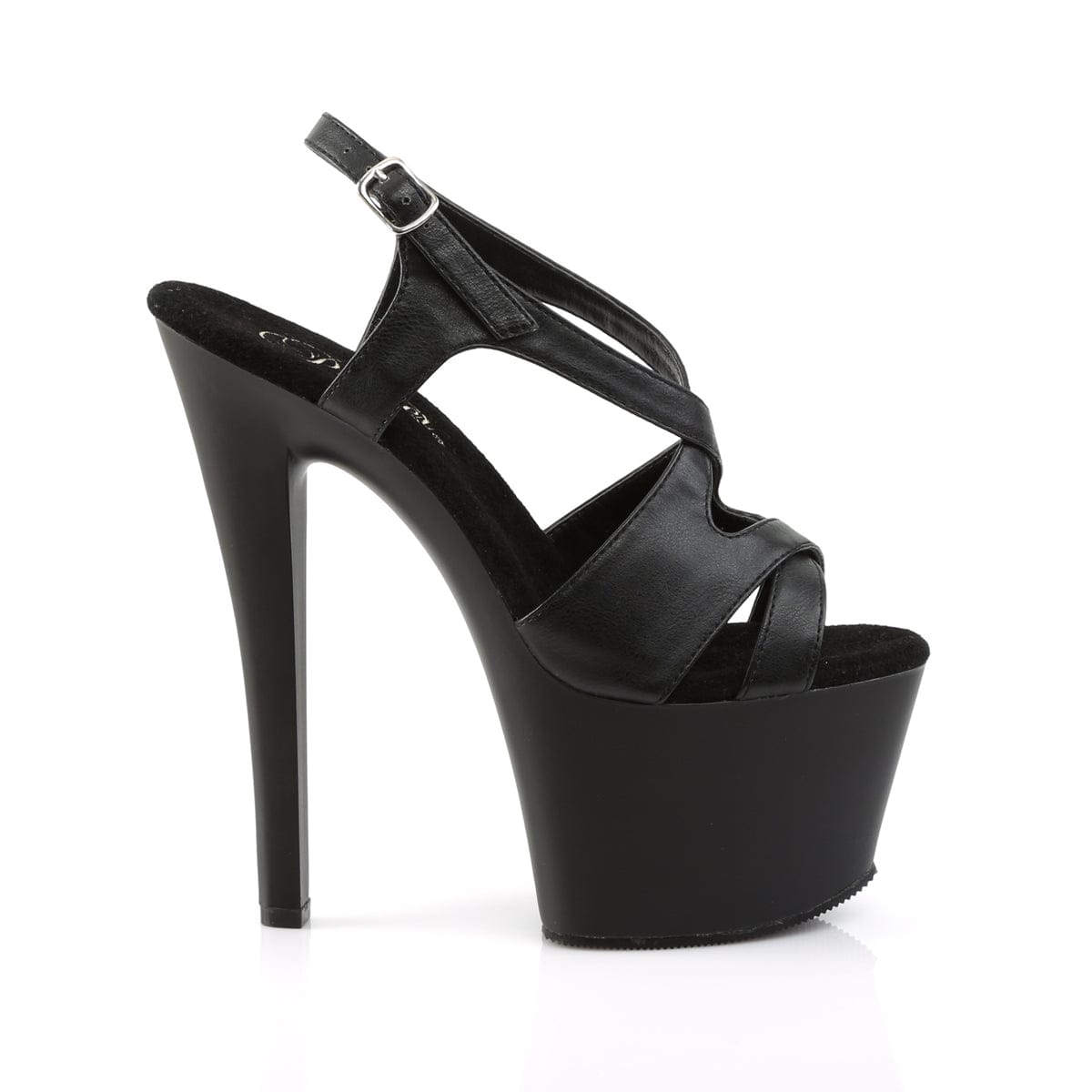 SKY-330 Black Faux Leather/Black Matte Platform Sandal Pleaser US Size (Women's): 5