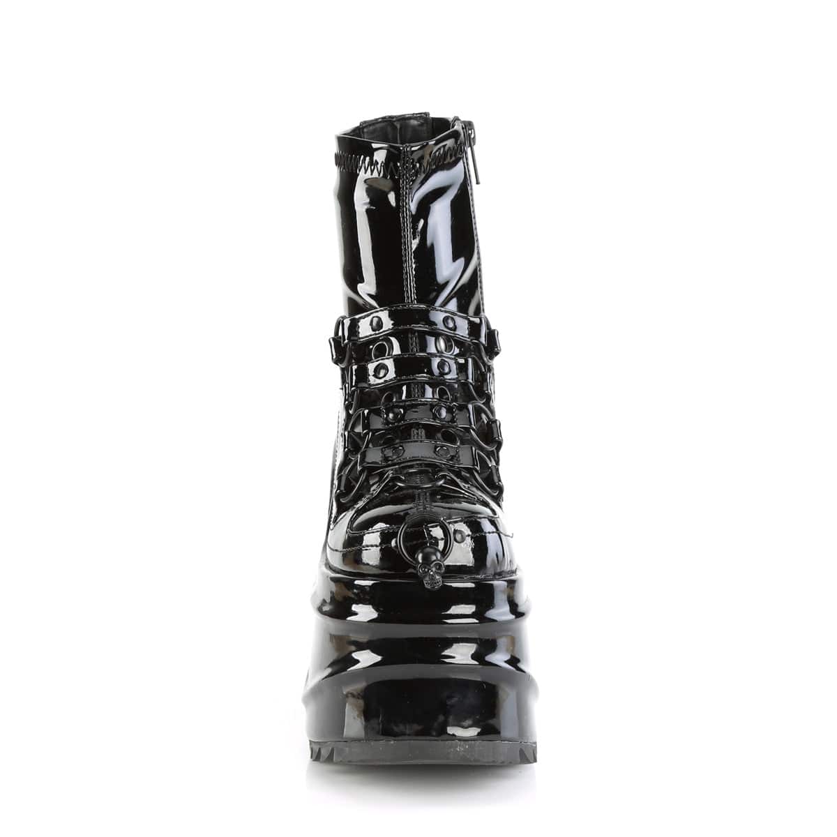 WAVE-110 Black Patent Ankle Boot Demonia US Size (Women's): 6