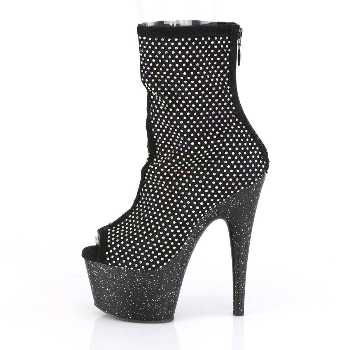 ADORE-1031GM Black Fabric-Rhinestones Mesh/Black Matte Ankle Boot Pleaser US Size (Women's): 5