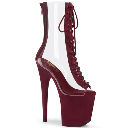 FLAMINGO-800-34FS Clear-Burgundy Faux Suede/Burgundy Suede Ankle Boot