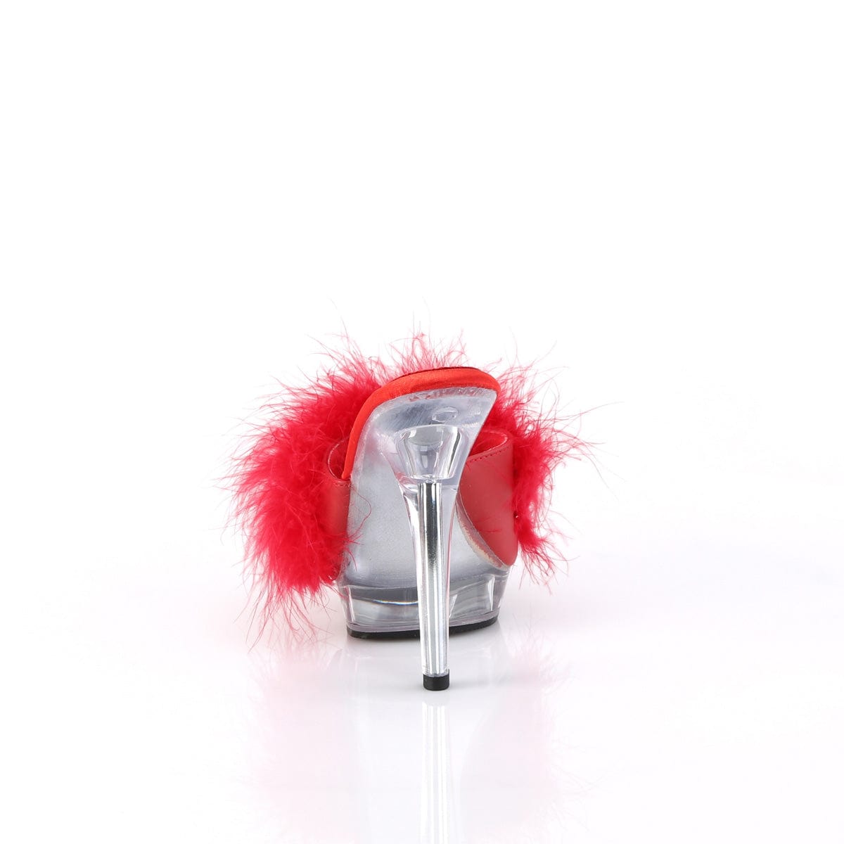 LIP-101-8 Red Satin-Fur/Clear Marabou