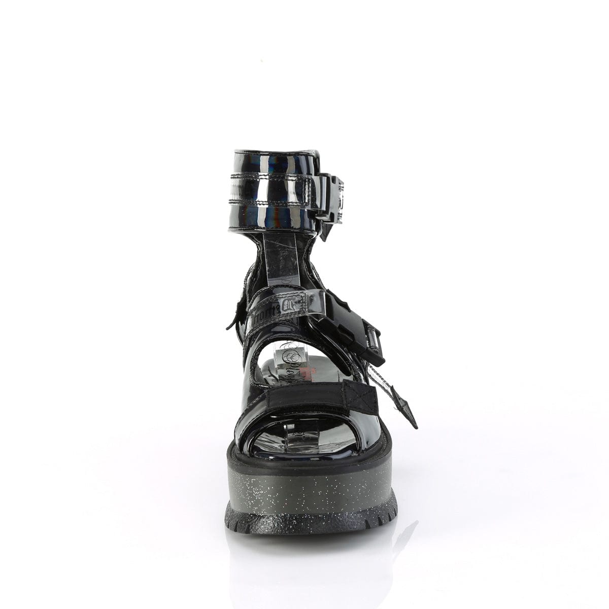 SLACKER-15B Black Hologram Patent Demonia US Size (Women's): 6