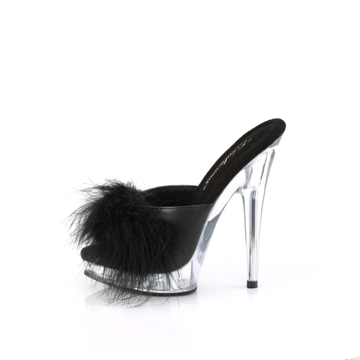 SULTRY-601F Black Pu-Marabou Fur/Clear NEW Fabulicious US Size (Women's): 5