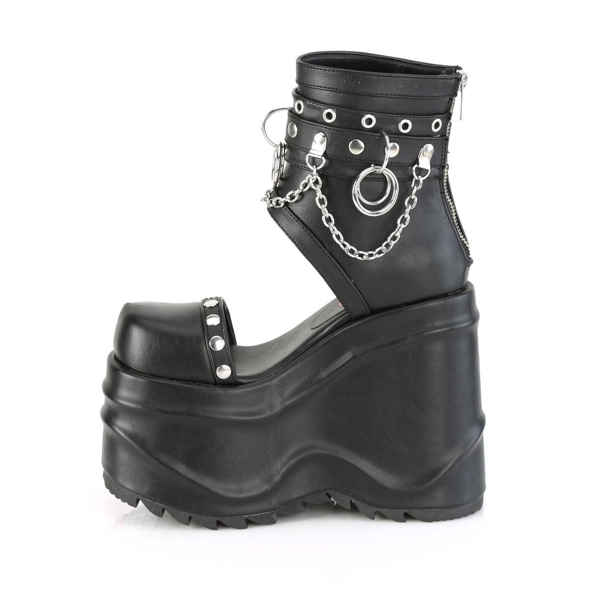 WAVE-22 Black Vegan Leather Sandal Demonia US Size (Women's): 6