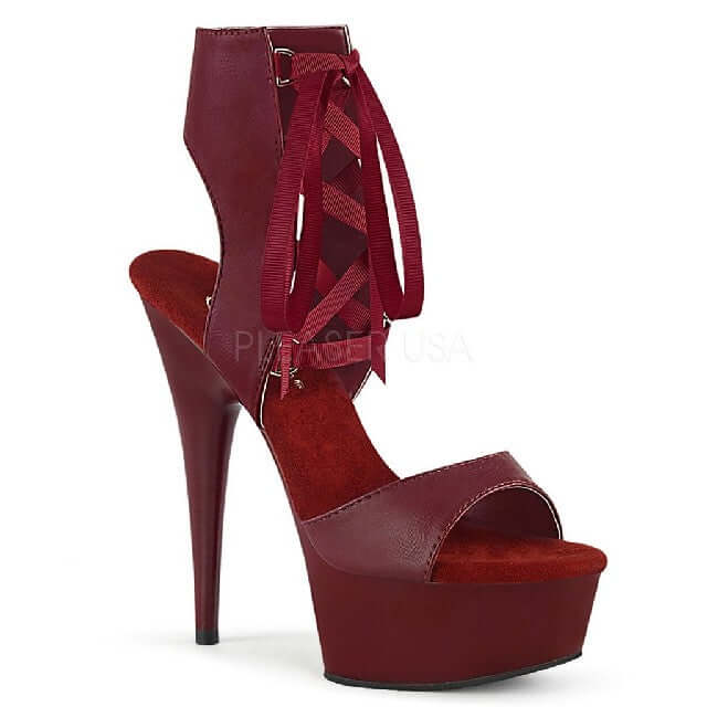 Fall In Love With Burgundy: Stunning burgundy high heel shoes perfect for pole dance and rave fashion.