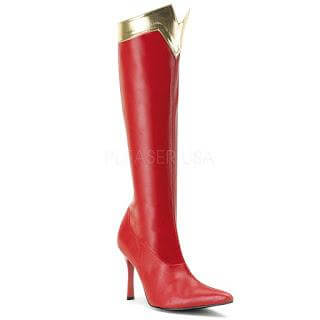 More Costume Creations! Stunning red Pleaser boots with golden details for a show-stopping Halloween look.