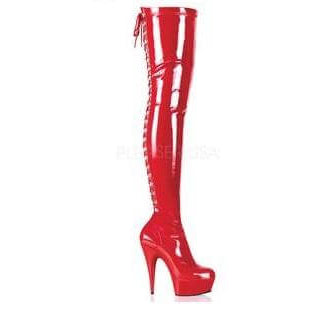 Sky High Thigh High boots in white, red, and black showcasing sleek design and sexy styles perfect for festivals.