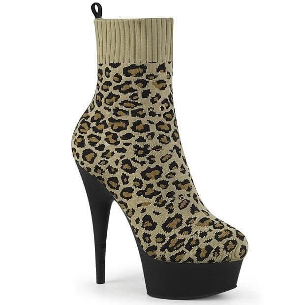 New Stock Alert January 2020 - Stylish leopard print high heel bootie from Shoe Me, perfect for festivals and pole dance events.