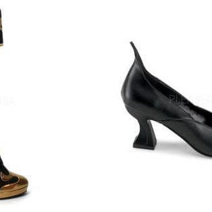 Stylish Halloween footwear options for Do The Trick or Treat, featuring a bold black and gold boot and a chic witch-inspired heel.