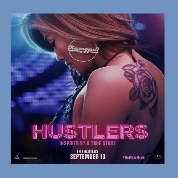 Hustlers - Get those heels! featuring a glamorous tattooed woman, in a vibrant nightclub setting.