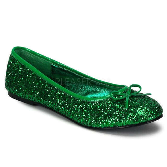 The Lucky Ones: vibrant green glitter ballet flats perfect for festivals and St. Patrick's Day celebrations.