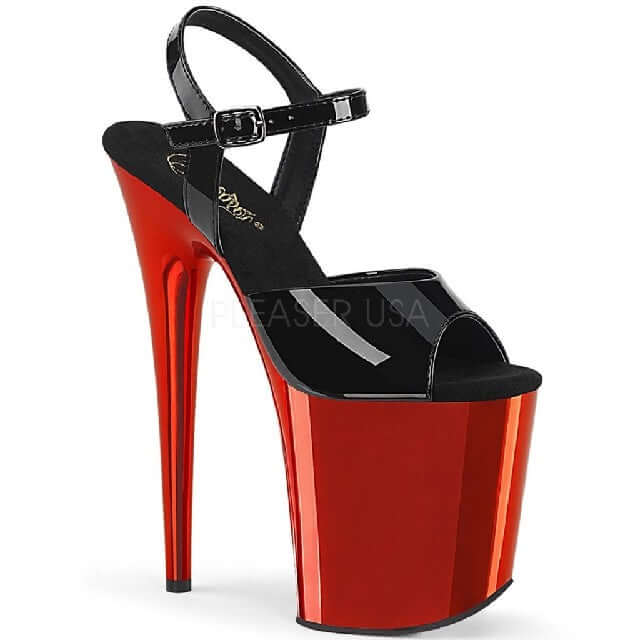 Flamingos!!! stunning Pleaser heels with red chrome platform, perfect for pole dance, alternative fashion, festivals and raves.