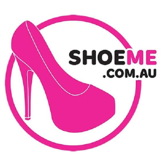 Shoe Me logo featuring a stylish pink high heel, highlighting Stock Shortages Warning and fashionable footwear.