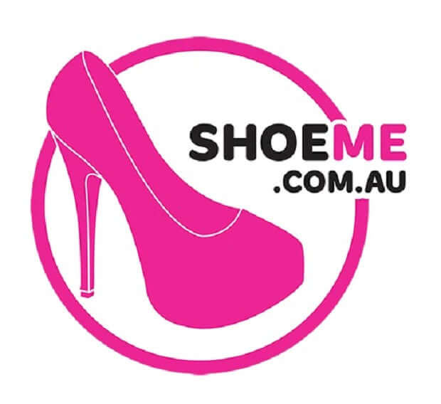 Shoe Me logo featuring a stylish pink high heel, highlighting Stock Shortages Warning and fashionable footwear.