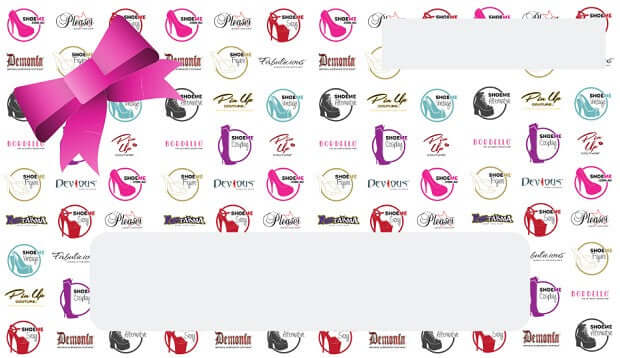 Give the gift of Shopping! - Stylish gift card featuring brand logos like Pleaser and Demonia with a pink bow.
