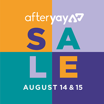 AfterYAY Sale August 2019 graphic promoting sales event on 14 & 15 August featuring bold colors and typography.