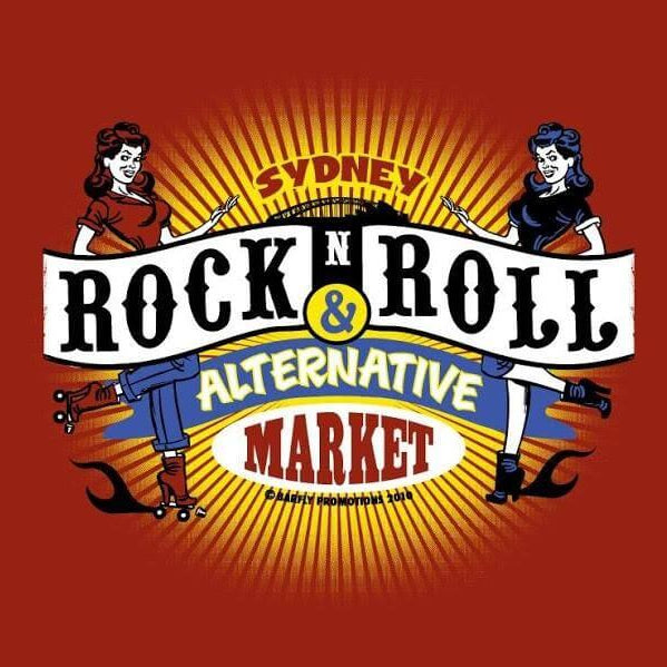 Logo for Sydney Rock n Roll Alternative Market featuring vibrant graphics and retro themes.