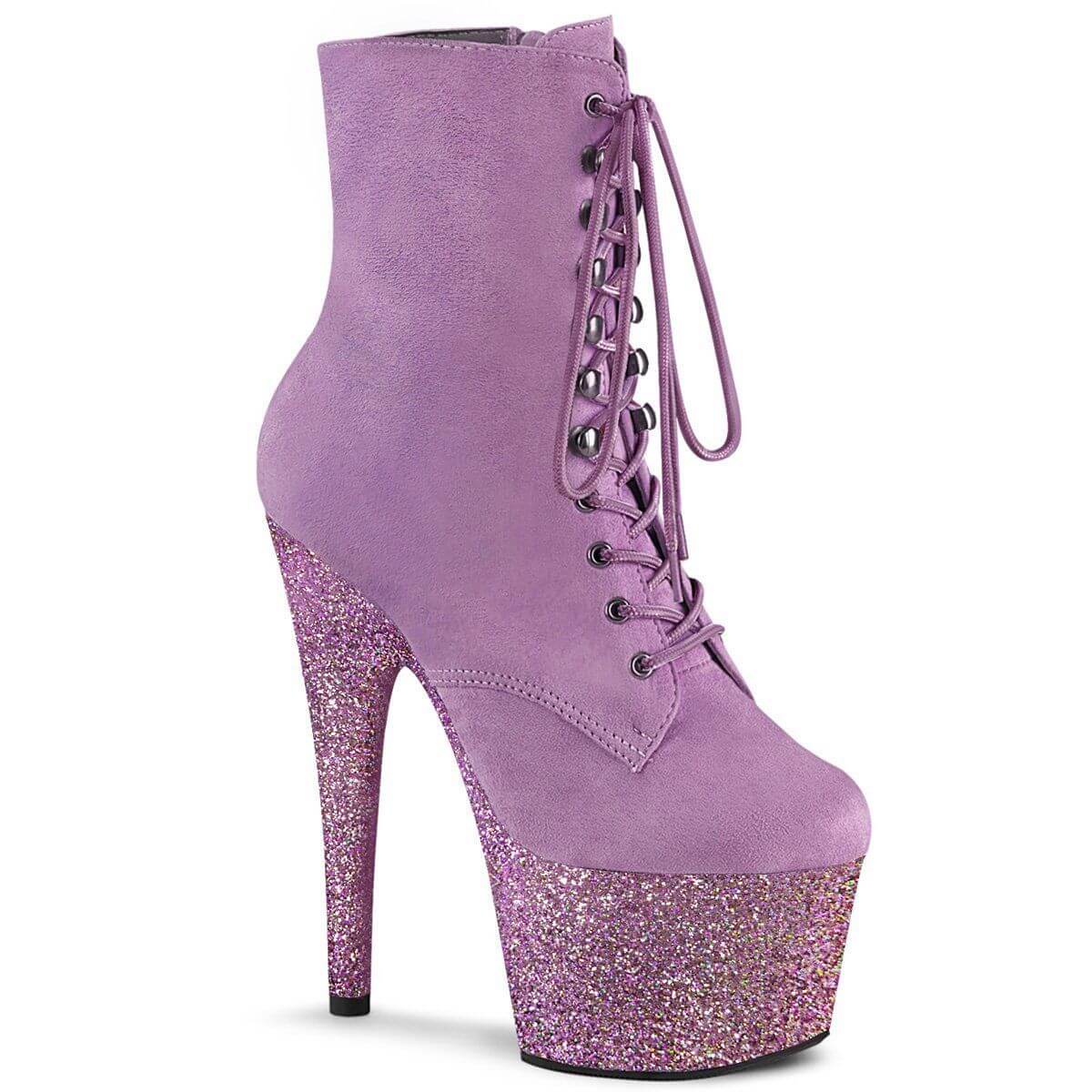 A little Suede, A lot of Glitter - Purple Faux Suede and Multi Glitter Booties for festivals and pole dance.