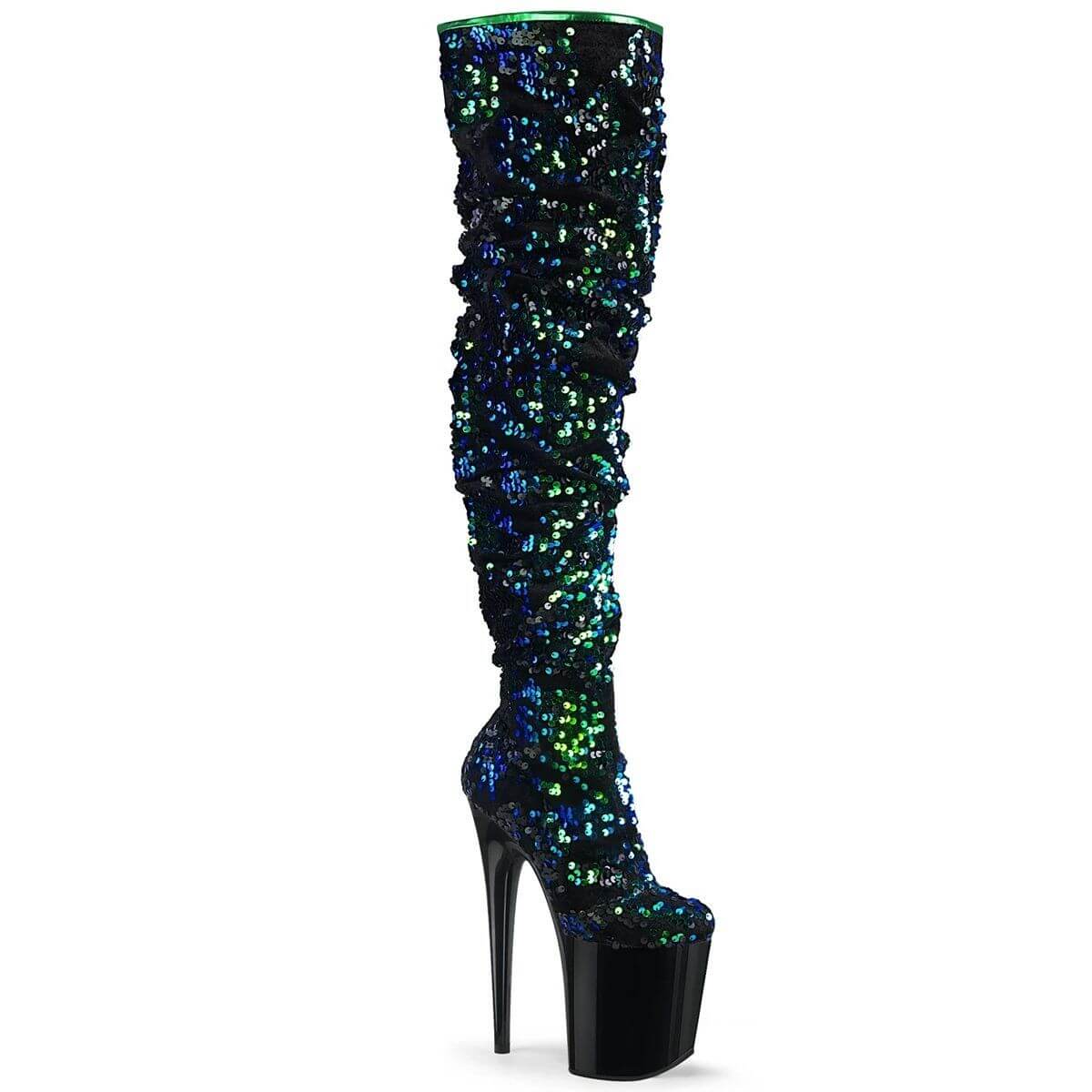A little sparkle with stunning Pleaser platform boots, perfect for Pole Dance, Festivals, and Rave events.