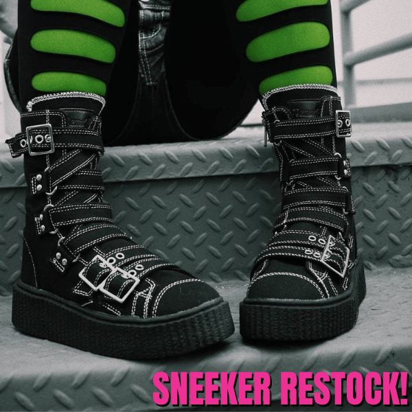 Sneaky Sneekers design with unique lacing and bold aesthetic on stylish boots.