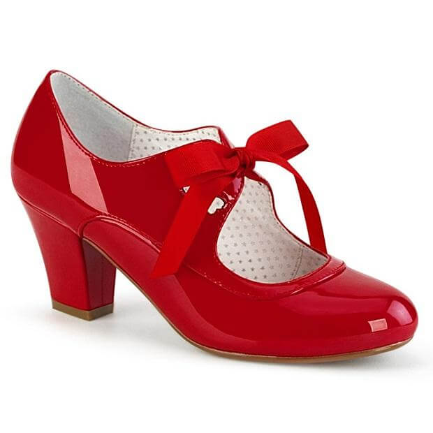 Back To Work In Style: Glossy red heels with a bow, perfect for stylish occasions and festivals.