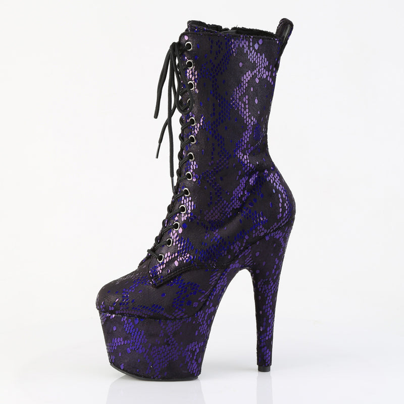 ADORE-1040S Platform Purple Metallic Snake Print Fabric/M