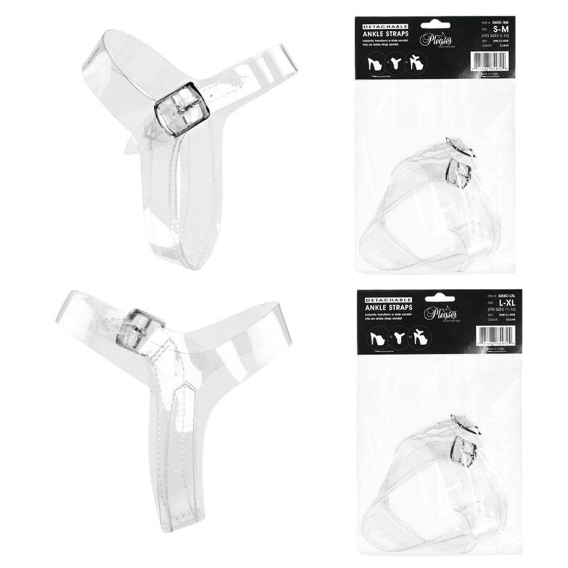 Pleaser Clear Detachable Ankle Straps – S-M & L-XL