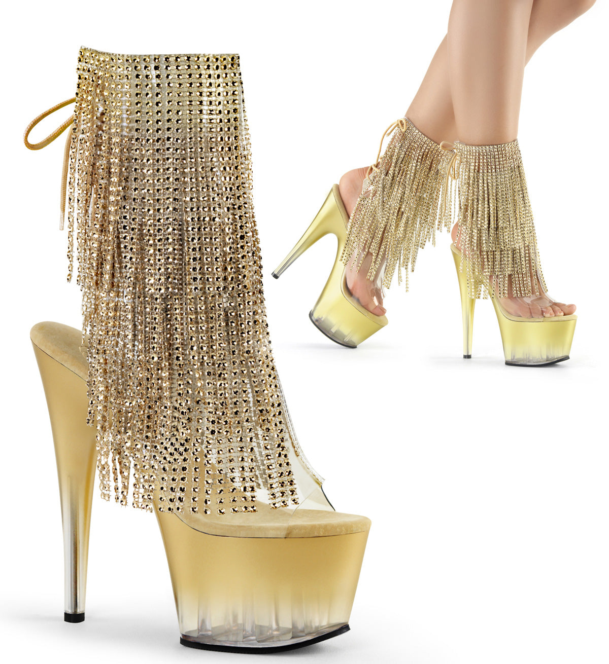 ADORE-1017RSFT Clear Gold Ankle Boots