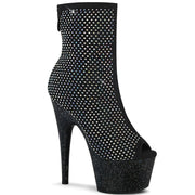 ADORE-1031GM Black Fabric-Rhinestones Mesh/Black Matte Ankle Boot Pleaser US Size (Women's): 5