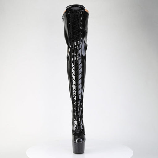 ADORE-3020GP Black Glitter Pat Thigh Boots Pleaser US Size (Women's): 5