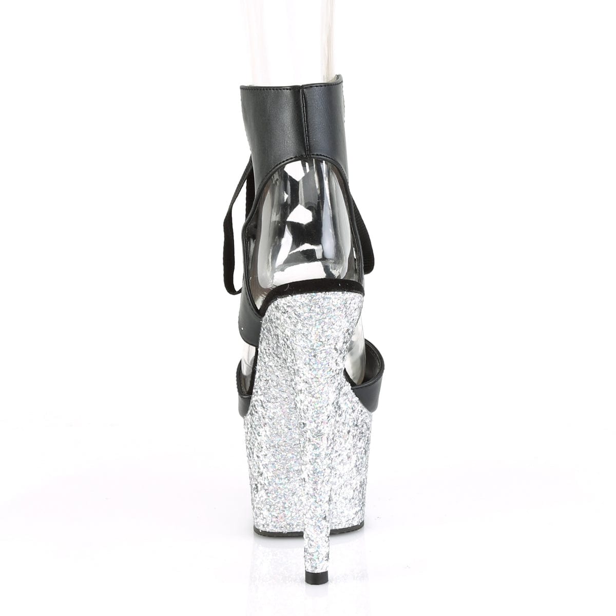 ADORE-700-14LG Black Faux Leather/Silver Multi Glitter