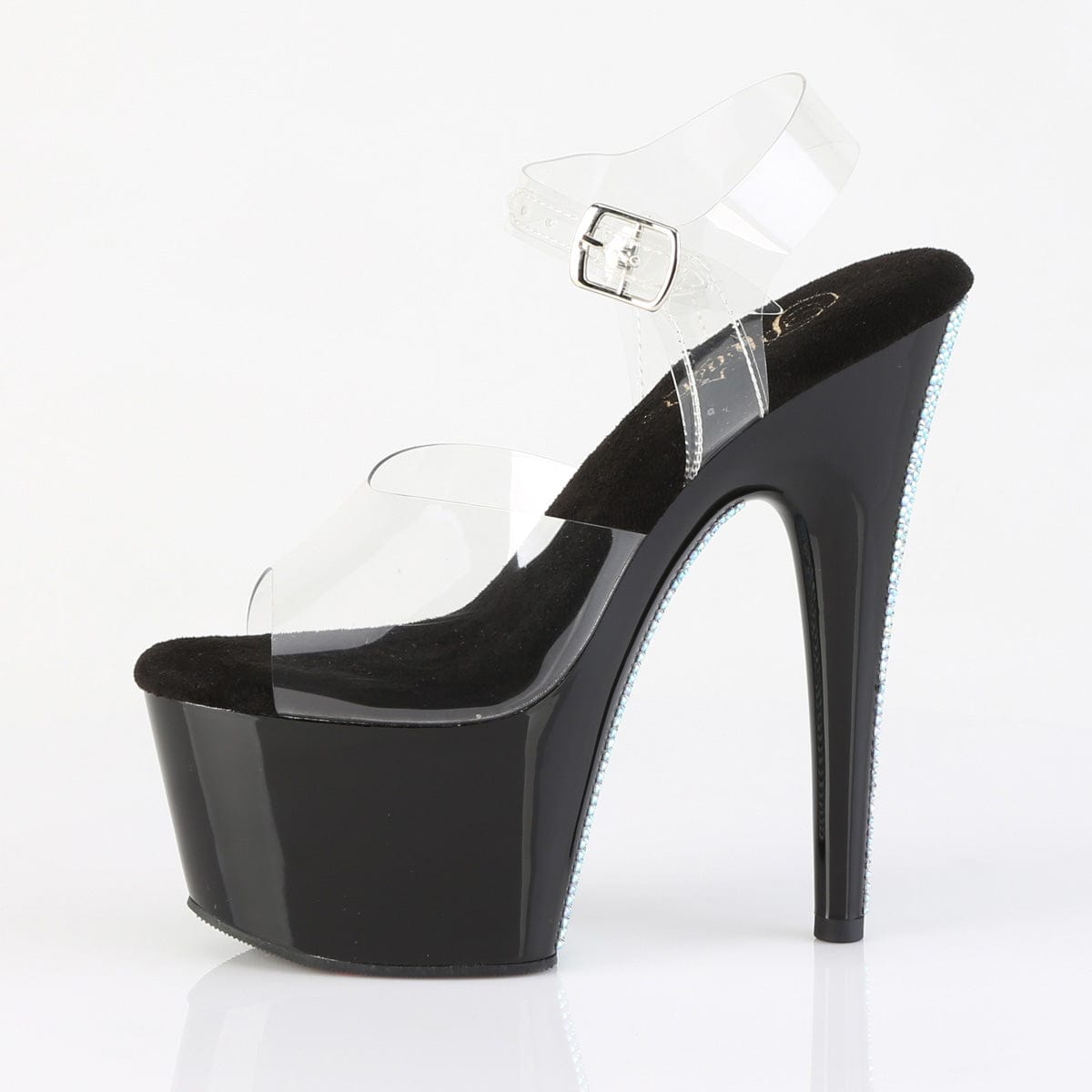 ADORE-708CRS-2 Platform Shoes Clear/Black-Silver Rhinestone