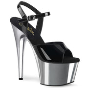 ADORE-709 Black Patent/Silver Chrome Platform Sandal Pleaser US Size (Women's): 5