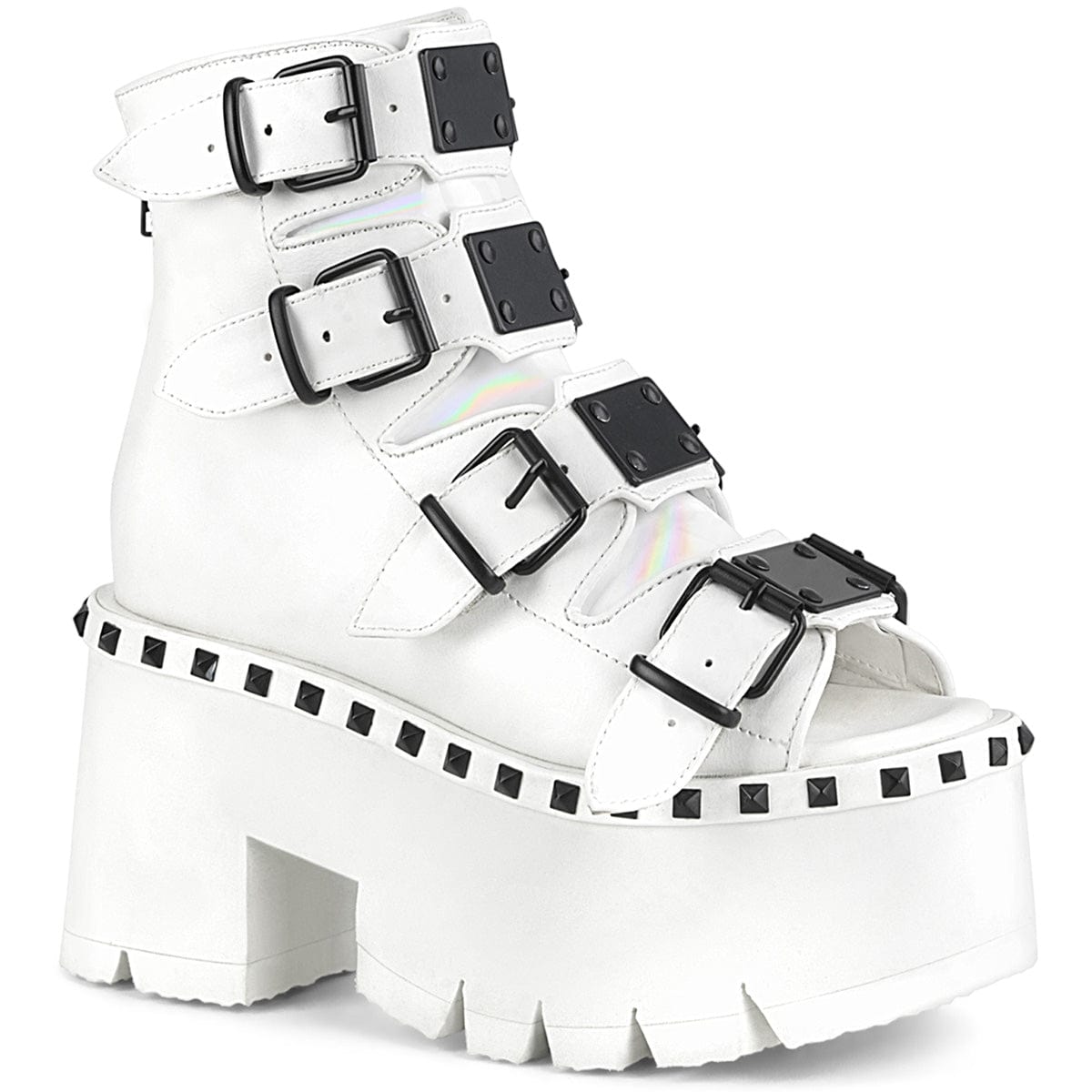ASHES-70 White Vegan Leather Ankle Boot Demonia US Size (Women's): 6