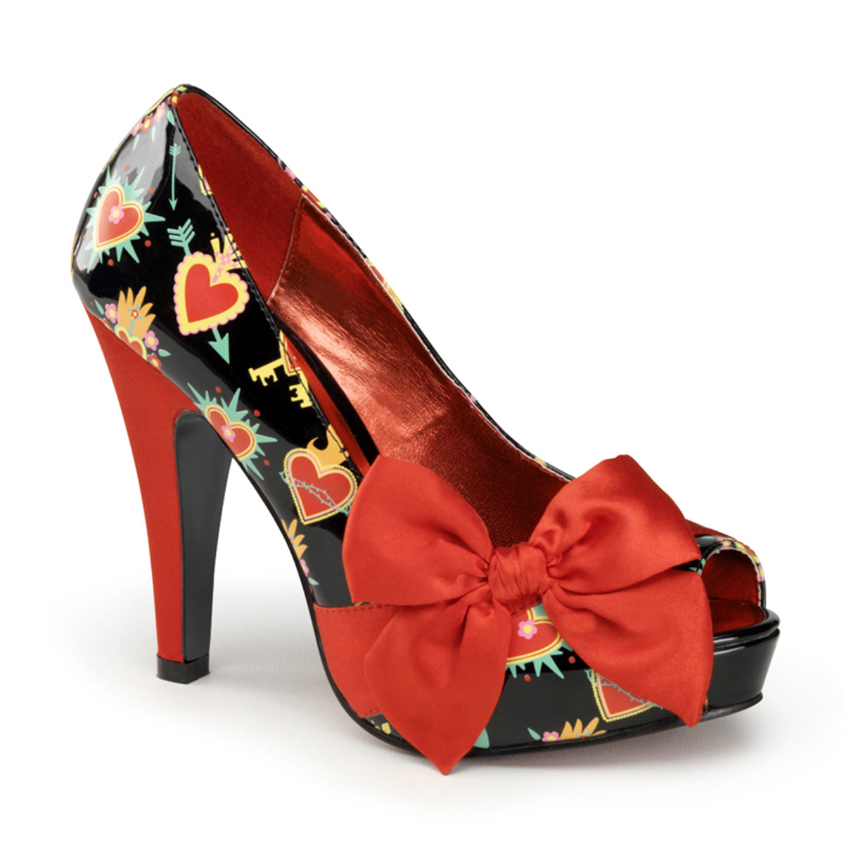 BETTIE-13 Black Patent-Red (Sacred Hearts)