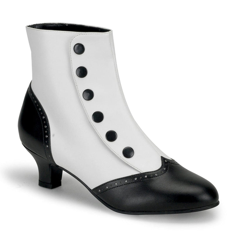 Bordello FLORA-1023 Ankle Boot (White-Black Pu)
